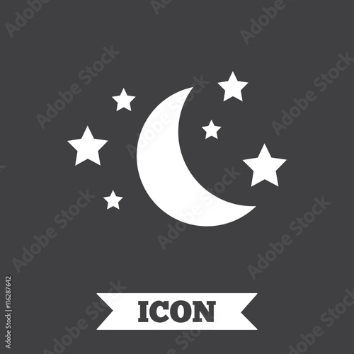 Moon and stars sign icon. Sleep dreams symbol. © blankstock
