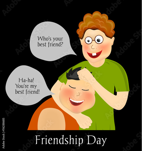 Friendship Day. International holiday. Two best friends. Funny playful festive background. Vector illustration, eps10.