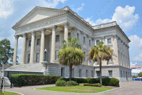  U.S. Custom House. Construction began in 1853 but was interrupted in 1859 due to costs and the possibility of South Carolina's secession from the Union, Charleston photo