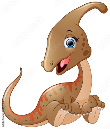 Happy dinosaur cartoon isolated on white background