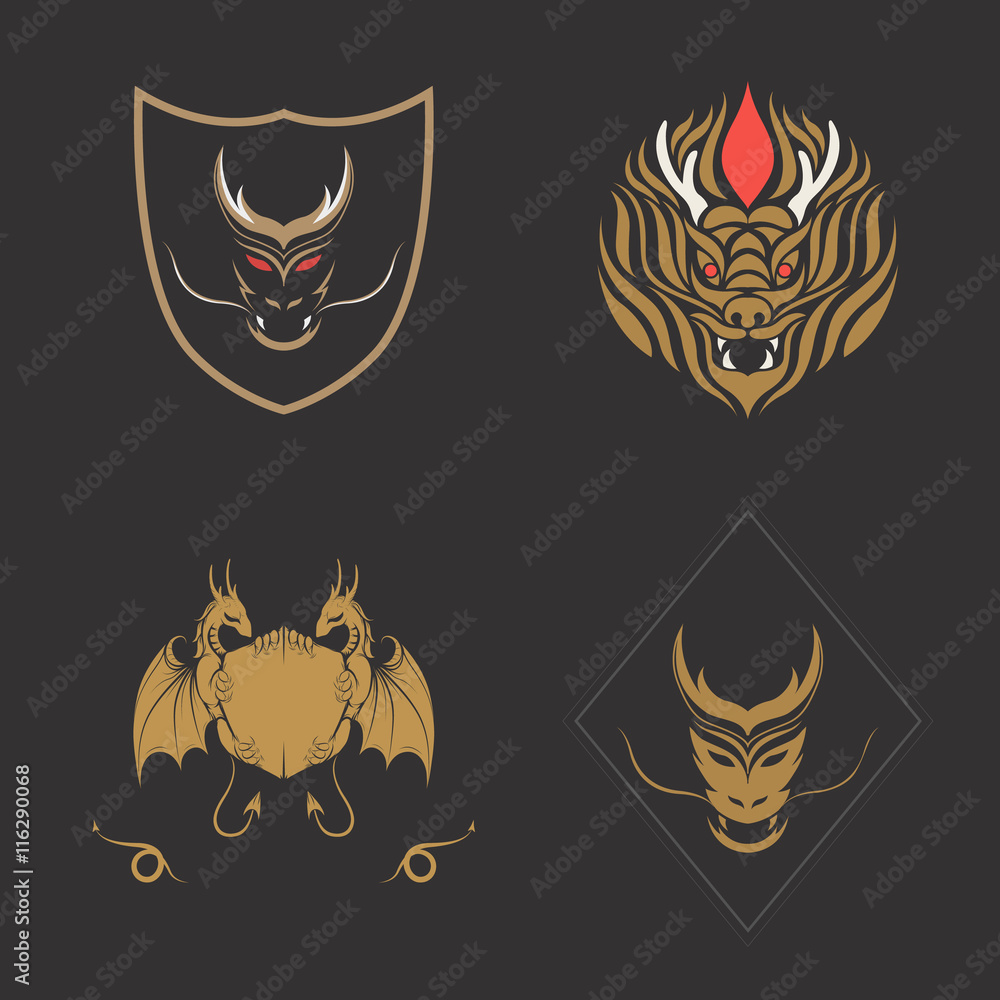 Dragon logo set Dragon logo set