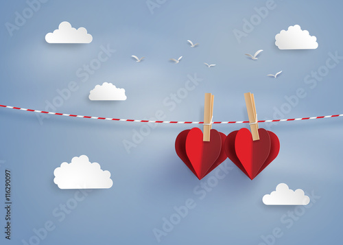  paper heart shape hanging on the lope