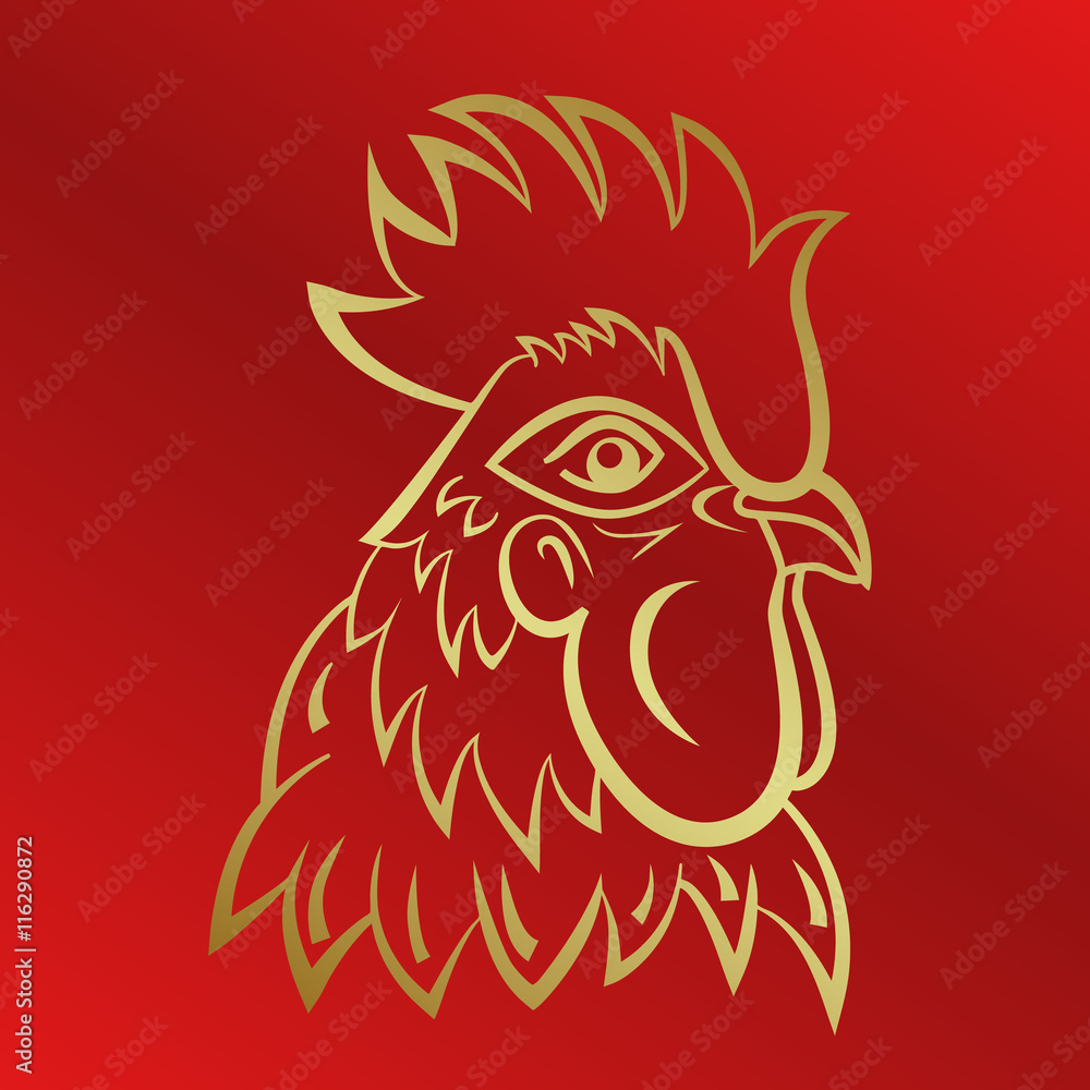 Rooster logo mascot. rooster head vector illustration foil.