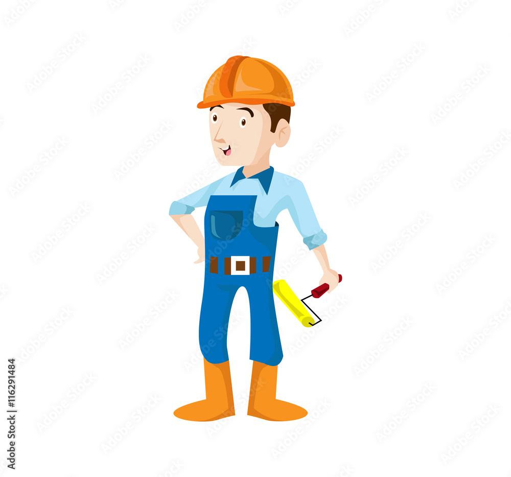 man wall painter builder illustration man wall painter builder illustration