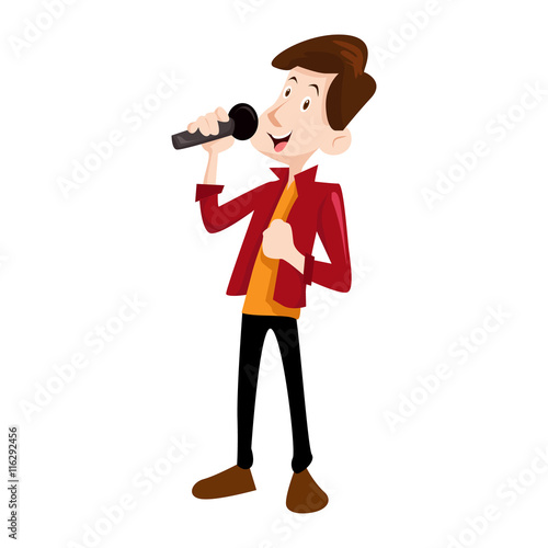 Singer performing in concert vector illustration