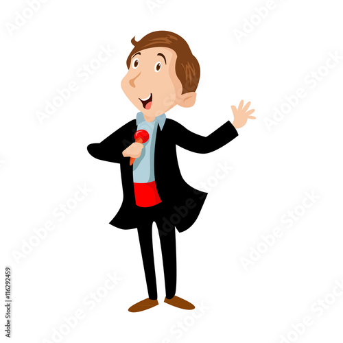 Singer performing in concert vector illustration