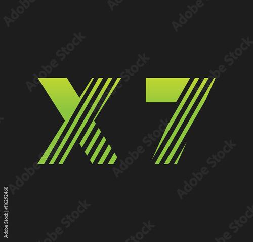 x7 initial green with strip