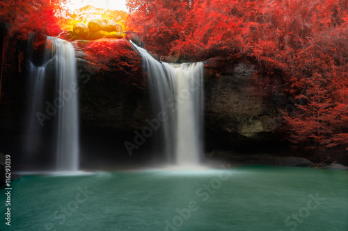 Amazing beautiful waterfalls in autumn forest at Haew Suwat Waterfall in Khao Yai National Park, Thailand © Travel man