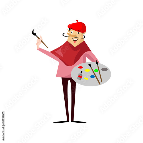 Beautiful Artist Painting Vector Illustration