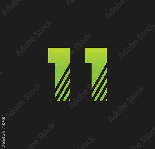 11 initial green with strip