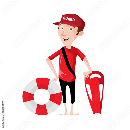 Lifeguard beach guard vector illustration