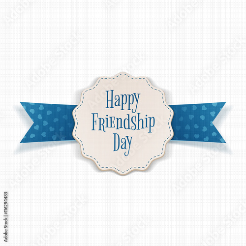 Friendship Day paper Banner with Text and Ribbon