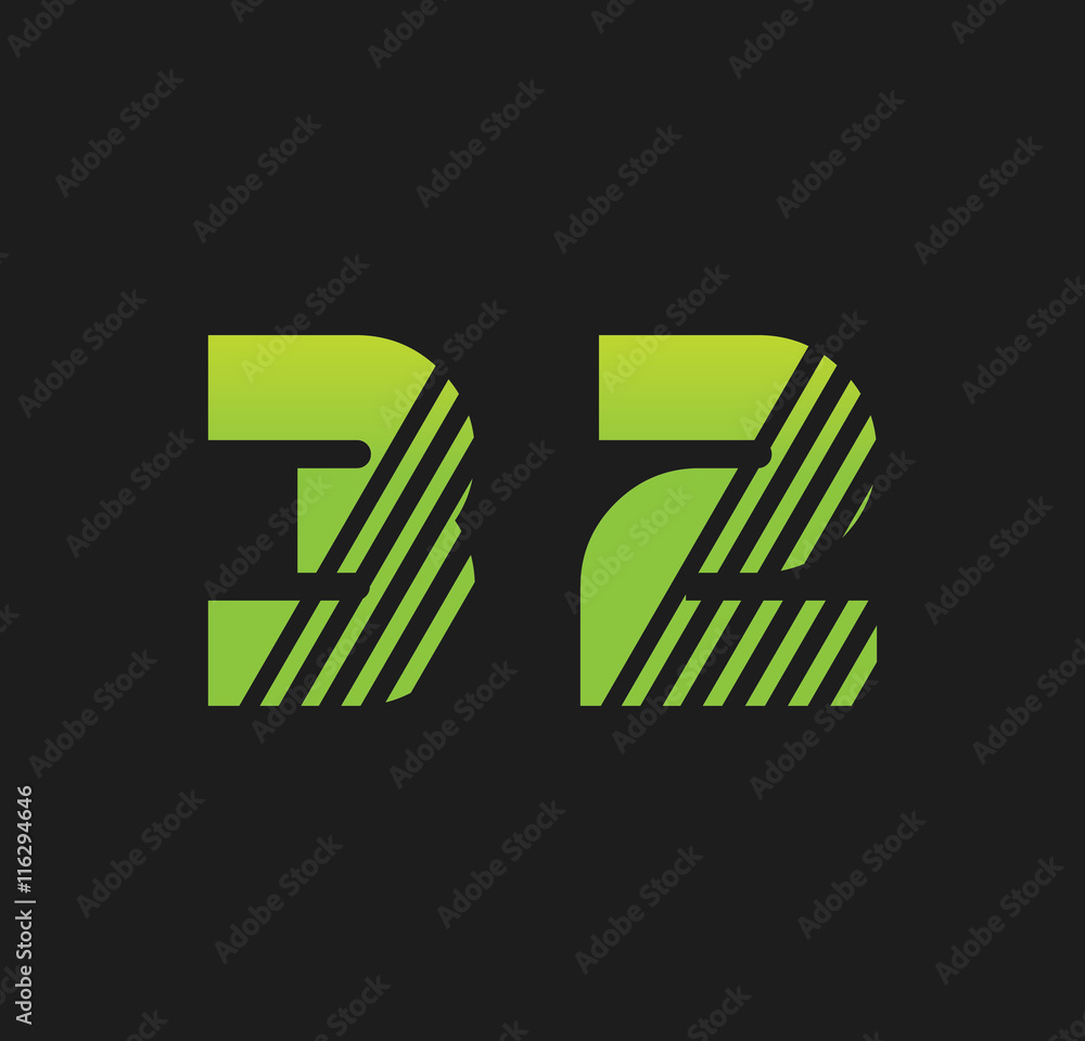 32 initial green with strip 32 initial green with strip