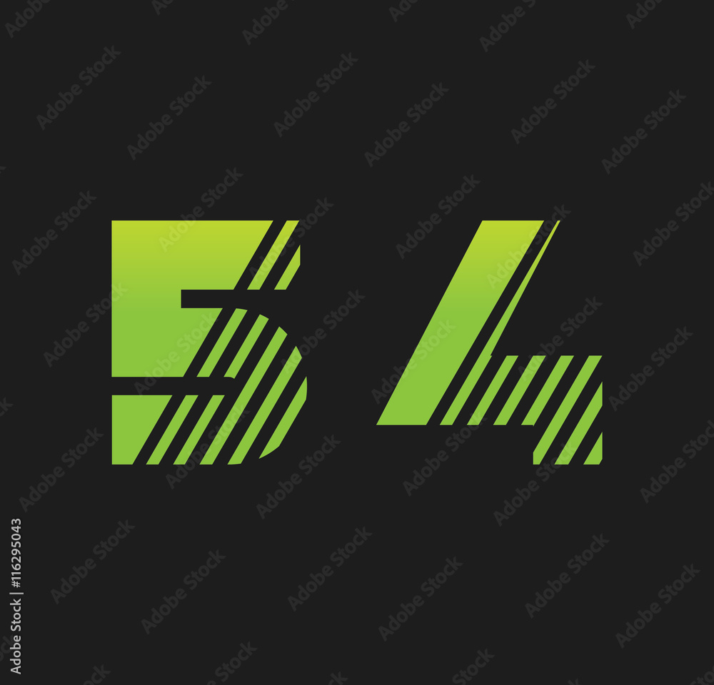 54 initial green with strip 54 initial green with strip