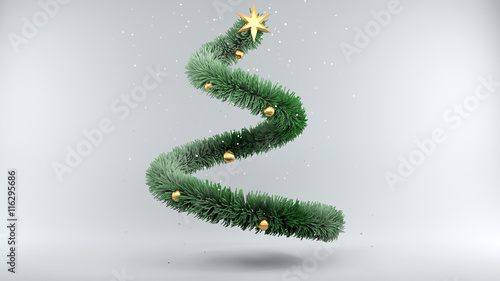 Christmas Tree with Snow on gray Background photo