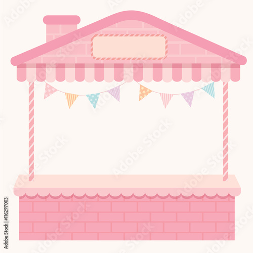 Empty pink house booth 