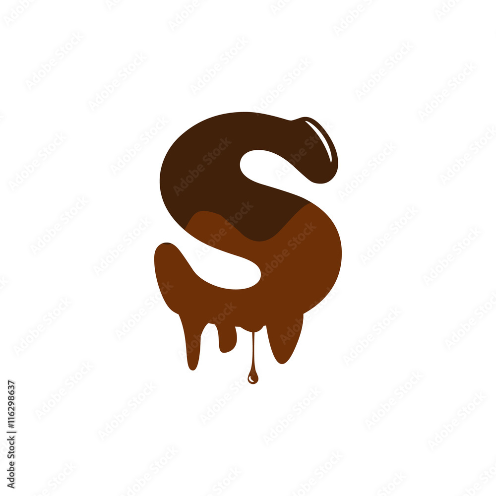 Melted chocolate alphabet over white background vector icon Melted chocolate alphabet over white background vector icon