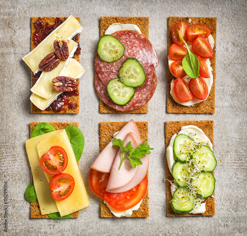 Photography various crispbread slices