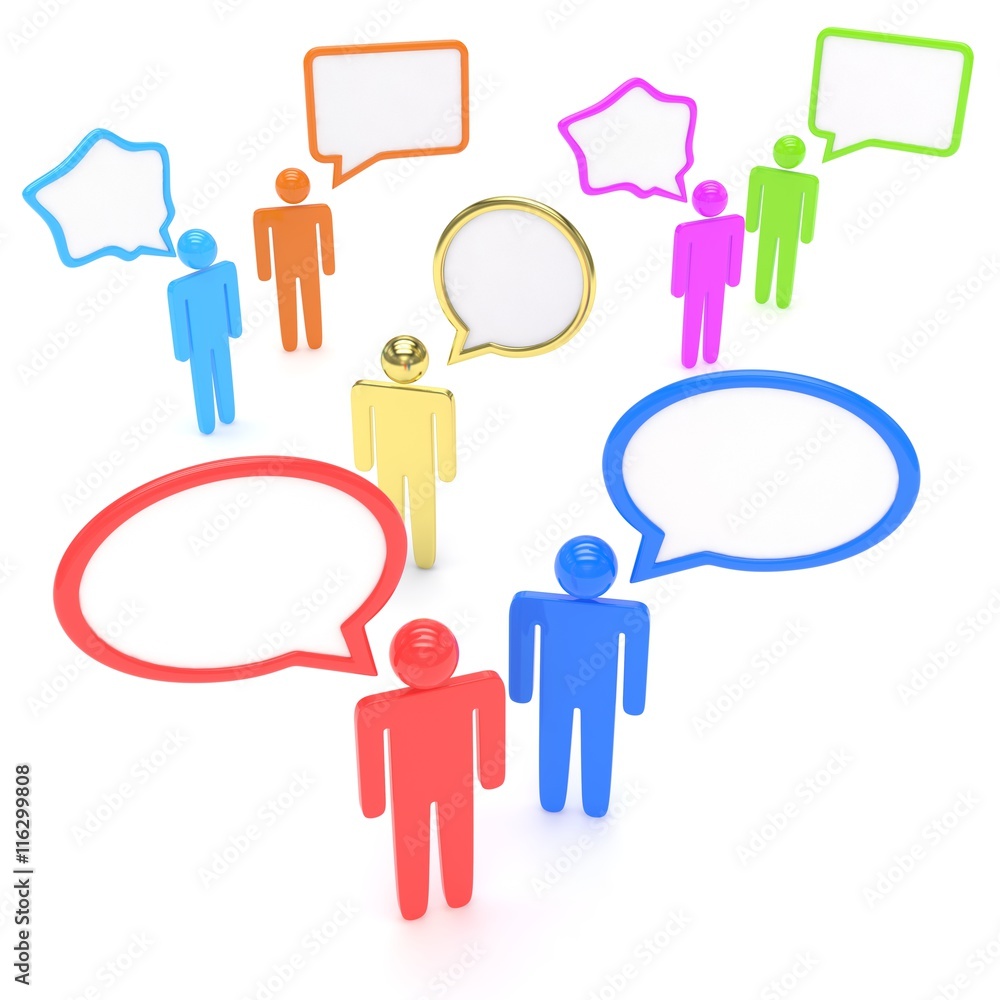 people with talk bubbles isolated over a white background. 3d rendering. people with talk bubbles isolated over a white background. 3d rendering.