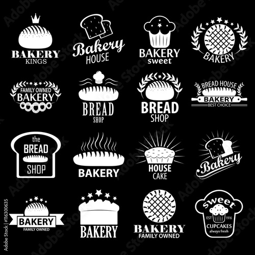 Bakery vintage design elements, logos set.