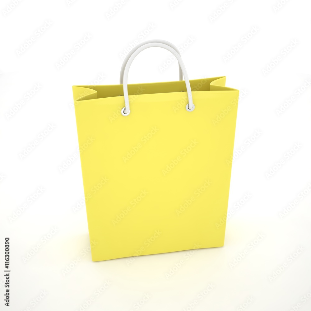Paper Shopping Bag isolated on white background. 3d rendering. Paper Shopping Bag isolated on white background. 3d rendering.