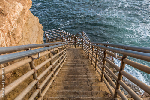 Staircase to ocean at Sunset Cliffs in San Diego, California.