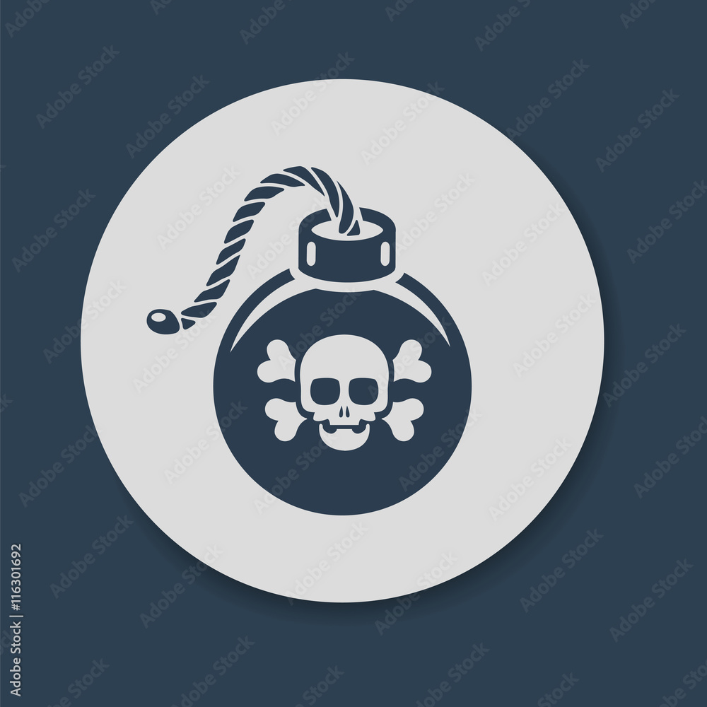 Foto Flat bomb with skull and crossbones icon vector