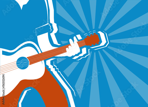 musician and guitar background.Vector