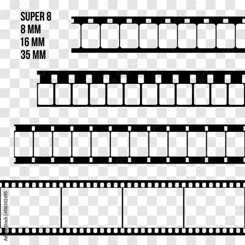 Vector Film Strip Set Illustration on transparent