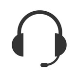 Headphones icon. Headphones logo. Flat picture of the headphones. Vector illustration