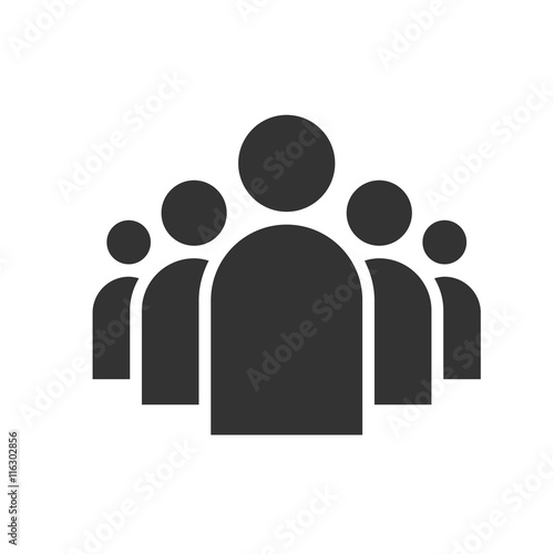 A group of five people. Community icon. Share symbol. Group of users.