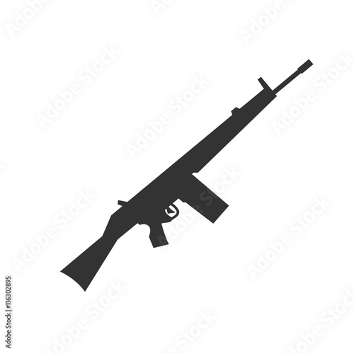 Rifle icon. Simple flat logo of rifle on white background. Vector illustration. © alexalmighty