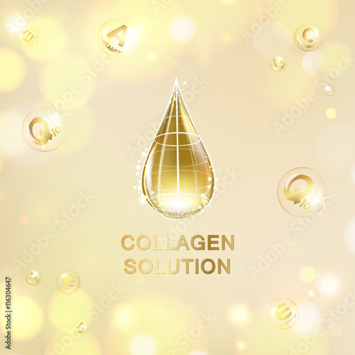 Scince illustration of orange background with oil drop. Organic cosmetic and skin care cream. Regenerate face cream and Vitamin complex concept. Beauty skin care design over pink backdrop.