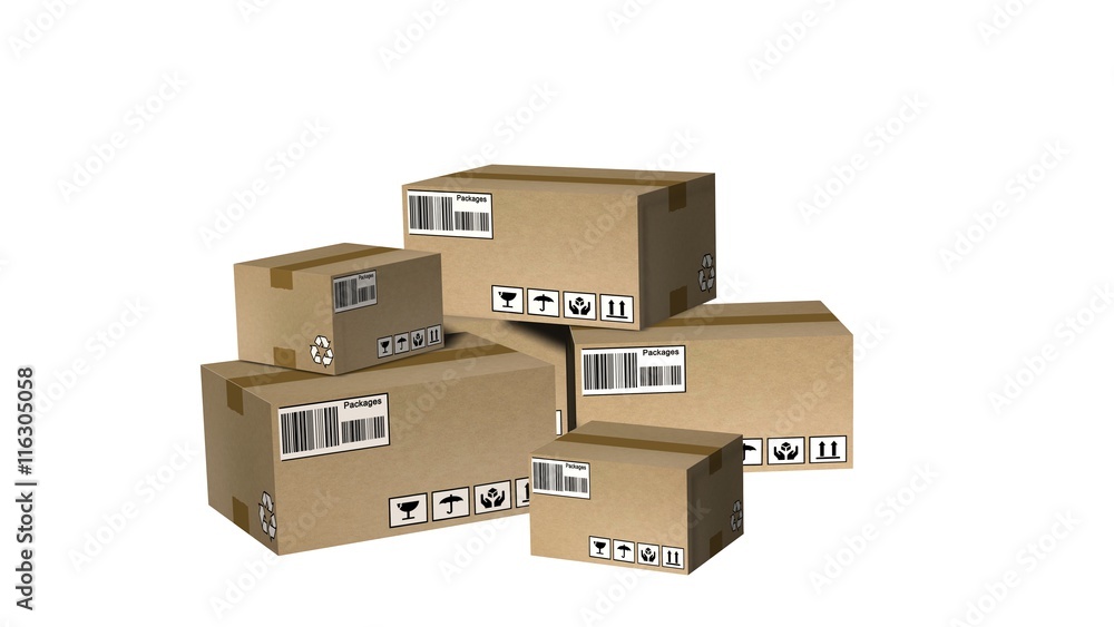 Stack of cardboard boxes or parcels - Shipping and logistics concept Stack of cardboard boxes or parcels - Shipping and logistics concept