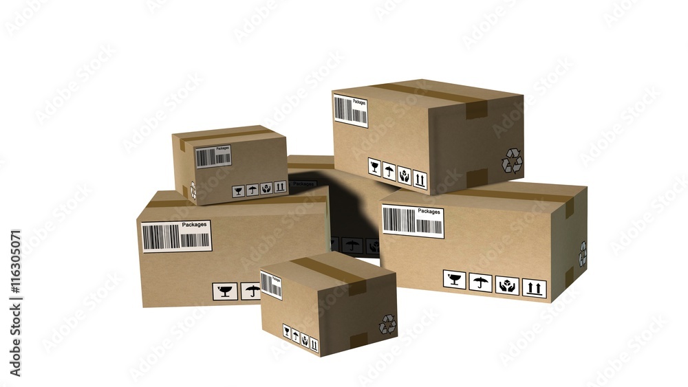 Stack of cardboard boxes or parcels - Shipping and logistics concept Stack of cardboard boxes or parcels - Shipping and logistics concept