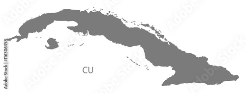 Cuba Map grey