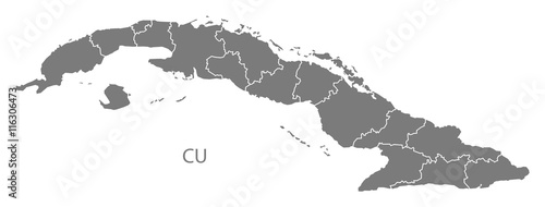 Cuba provinces Map grey