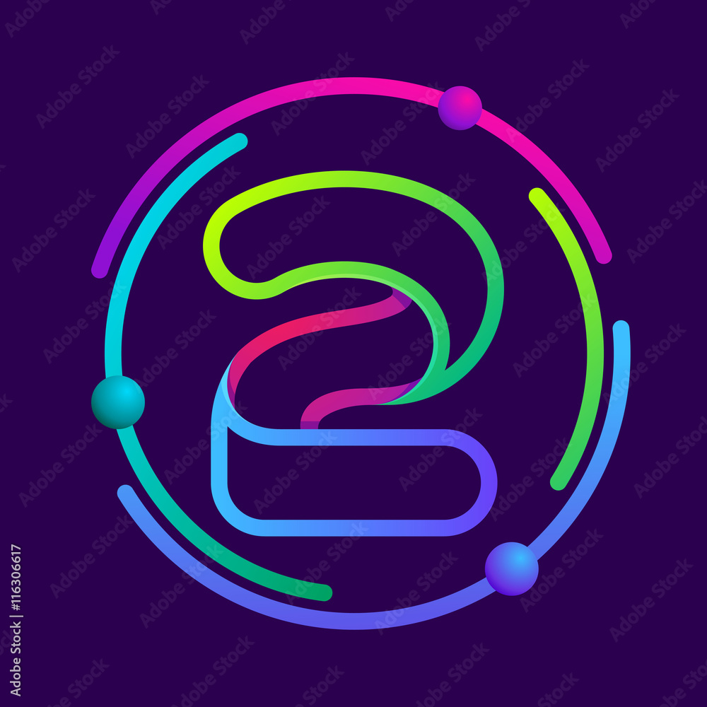 Number two logo with atoms orbits. Number two logo with atoms orbits.