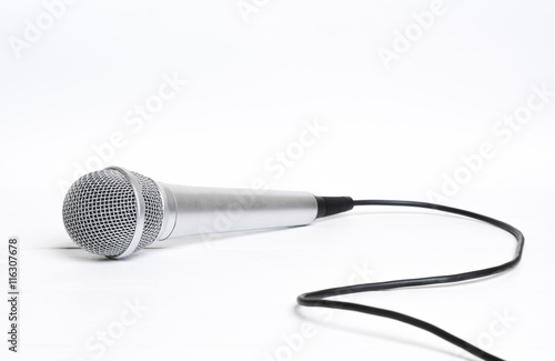 Close up microphone on white table