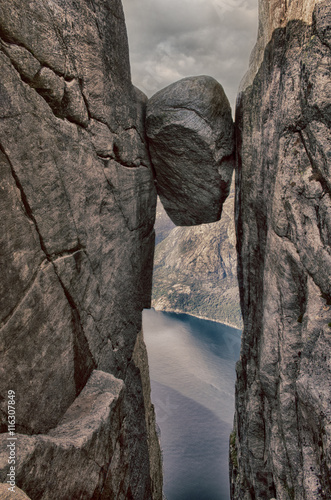  Landscapes in mountains. Kjeragbolten, Norway photo