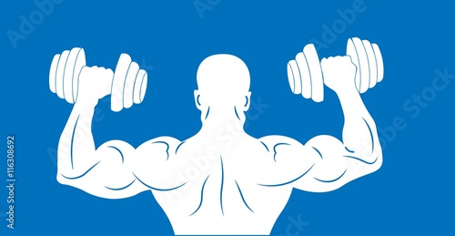 Muscle man icon. Vector illustration.