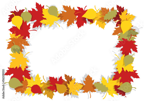 Autumn leaves decorative frame.
Beautiful autumn leaves frame with yellow and red leaves. Place for your image or text. Vector available.
