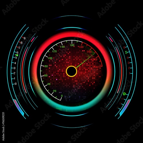 Speedometer isolated on black