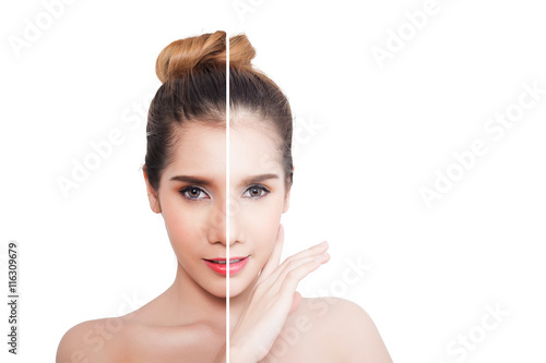 woman with half light half dark skin