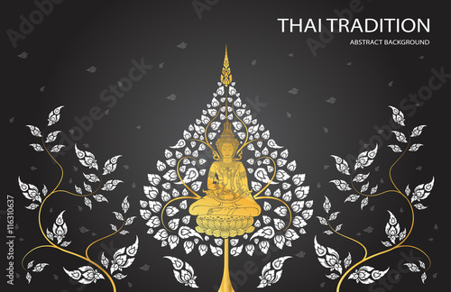 buddha and leaf of thai tradition