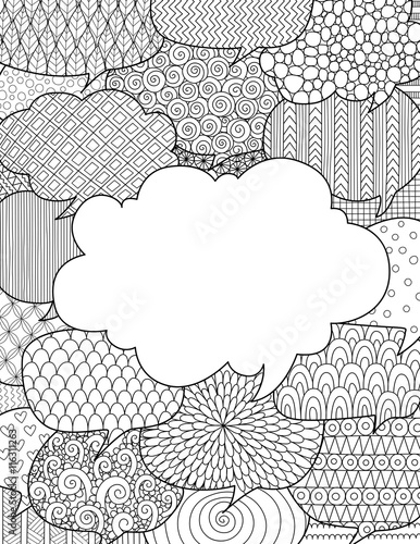 Doodle design of speech bubbles for illustration with communication concept and adult coloring for anti stress - Stock Vector