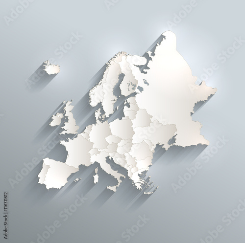 Fototapeta Europa mapa polityczna flaga 3D wektor poszczególne stany osobne