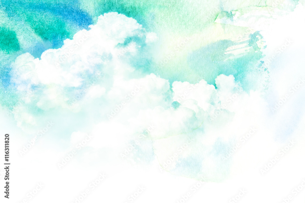 Watercolor illustration of cloud.