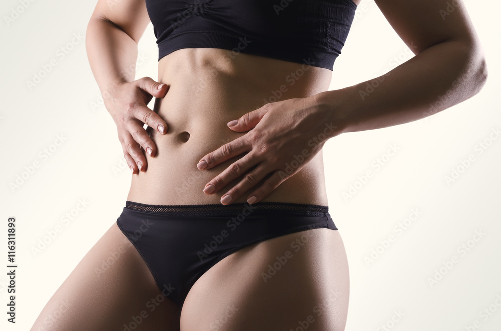 Fototapeta premium Sexy sport woman body. Fitness portrait. Underwear.