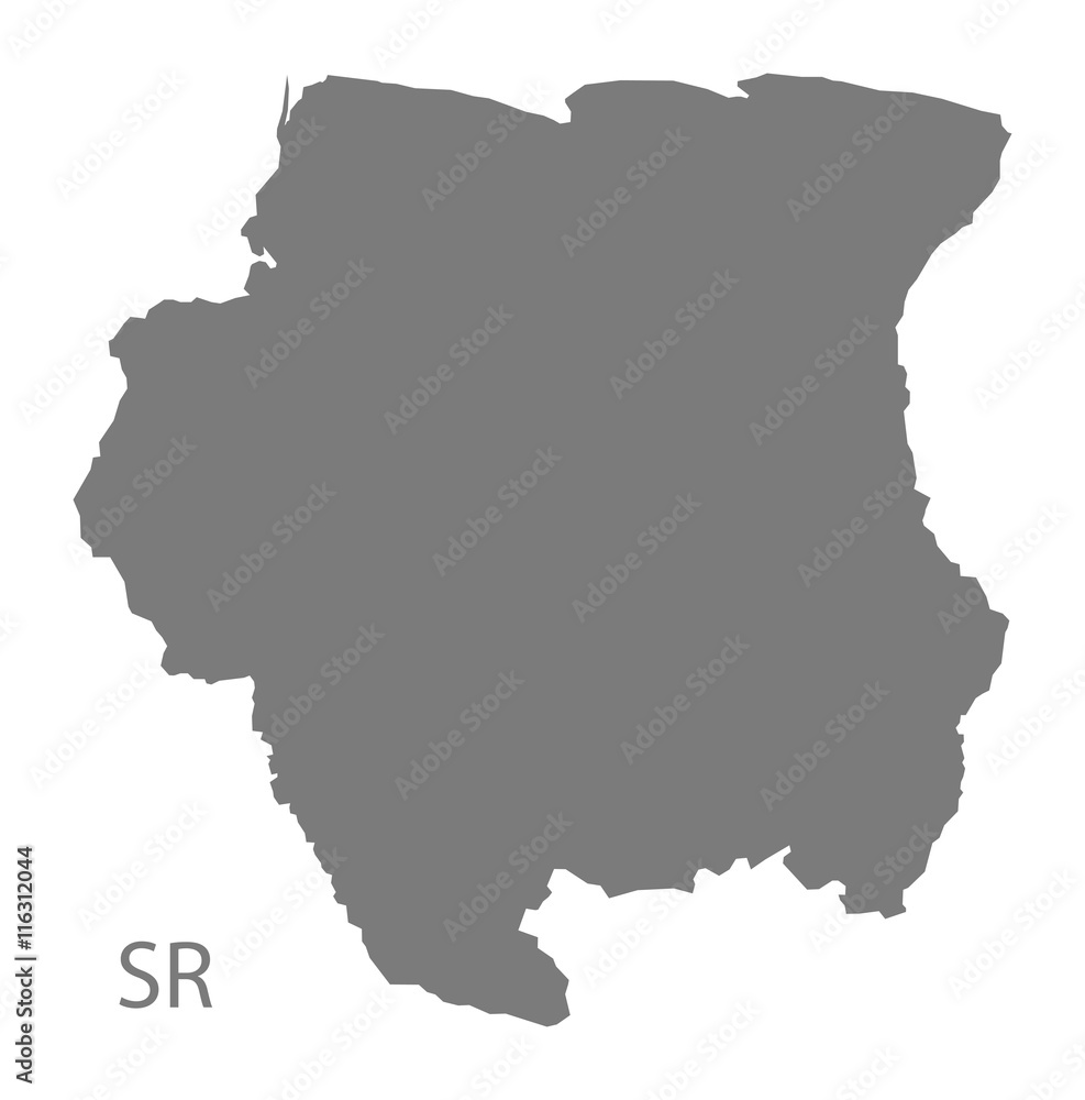 Suriname Map grey